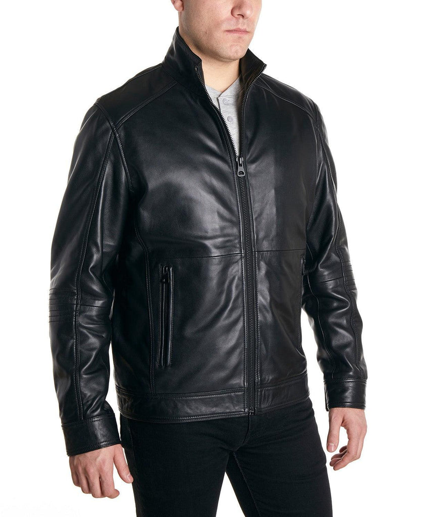 Perry Ellis Men's Moto Lambskin Leather Jacket Large Black – Bristol ...