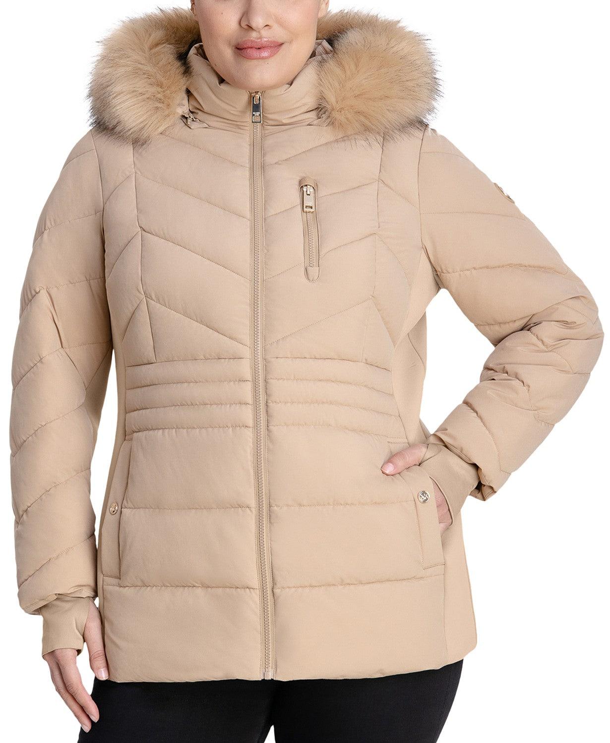 Michael Kors Women's Faux-Fur-Trim Hooded Puffer Coat XS Khaki Biege –  Bristol Apparel Co