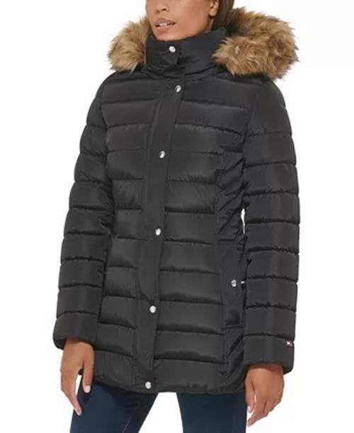 Tommy Puffer Coat Black Large NO HOOD Apparel Co