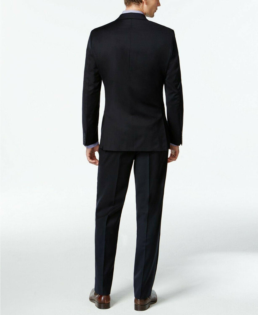 calvin klein navy solid slim x fit suit