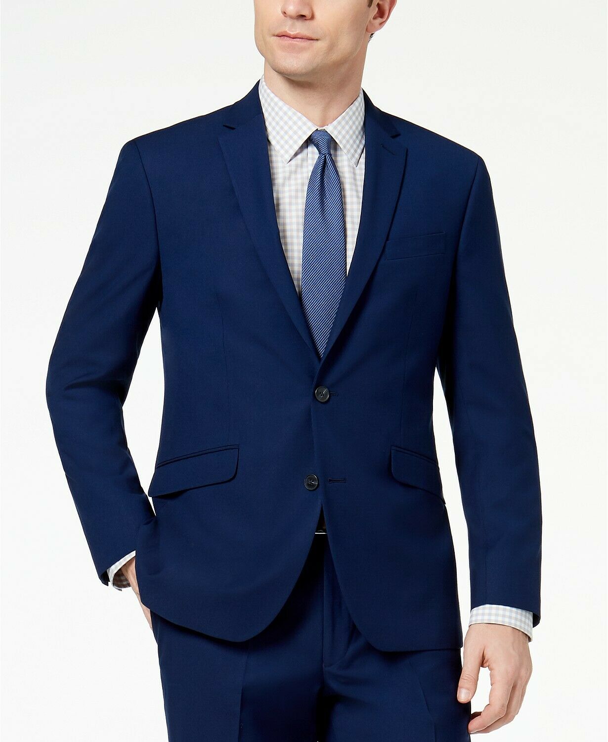 Kenneth Cole Mens Blue Suit Jacket 38S Techni-Cole Slim-Fit Stretch Mo ...