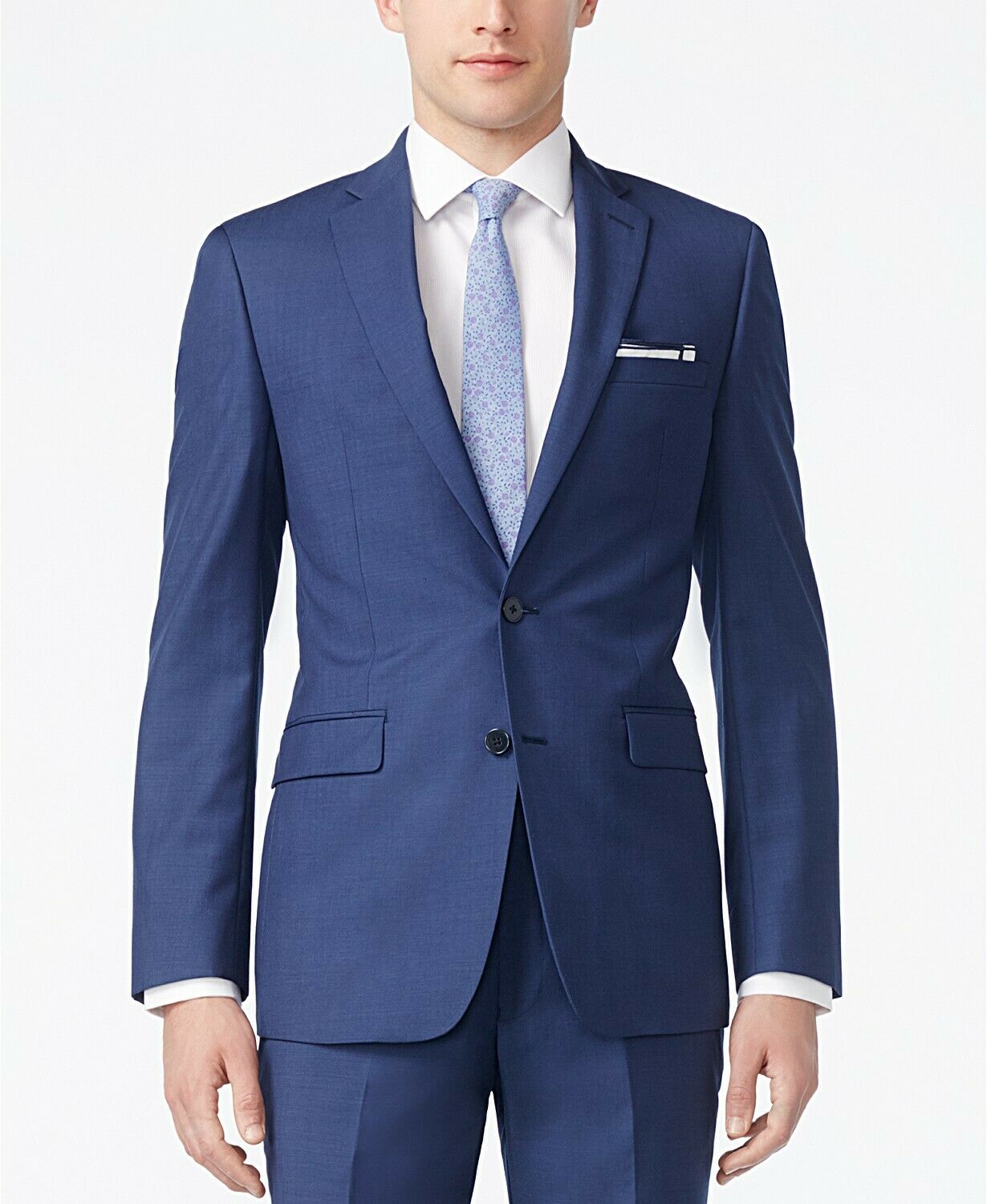 Calvin Klein Mens Suit 40R / 32 x 30 Postal Blue Infinite Stretch Slim ...