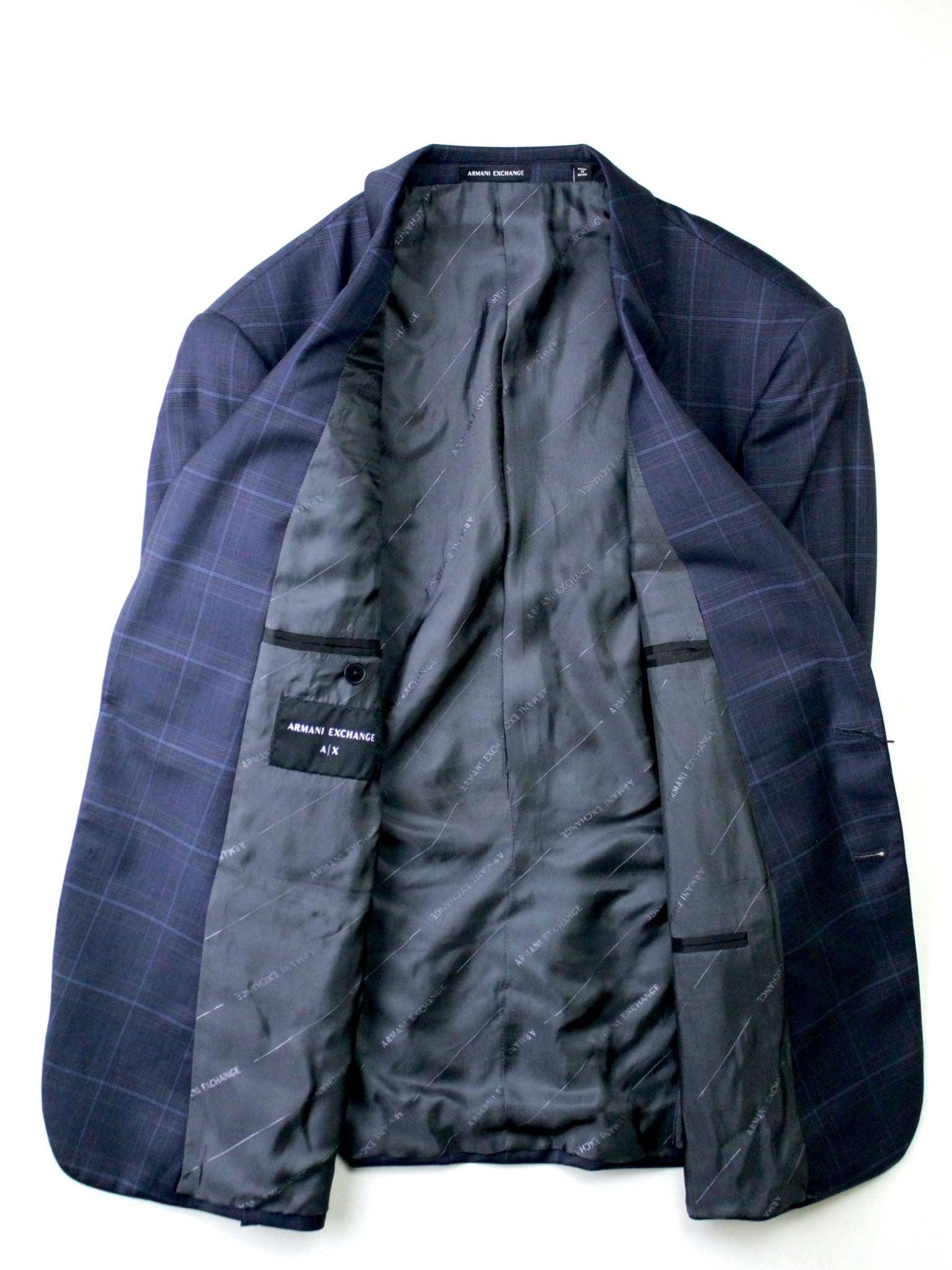 Reflectie Onderzoek Pikken AX Armani Exchange Men's Slim-Fit Plaid Suit Jacket 40S Navy Blue – Bristol  Apparel Co