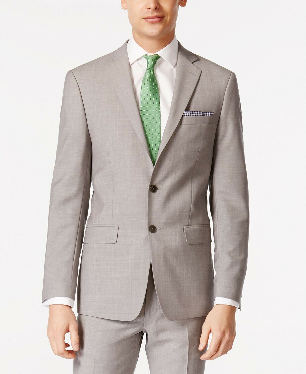 Calvin Klein Mens Suit 40S / 33 x 30 Light Grey X-Fit Solid Slim Fit ...