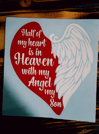 Angel Son Memorial Decal, Son In Heaven In Loving Memory Decal