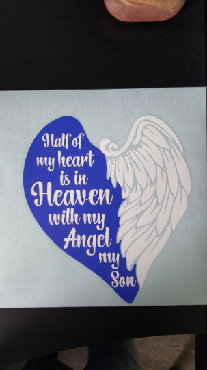 Angel Son Memorial Decal, Son In Heaven In Loving Memory Decal