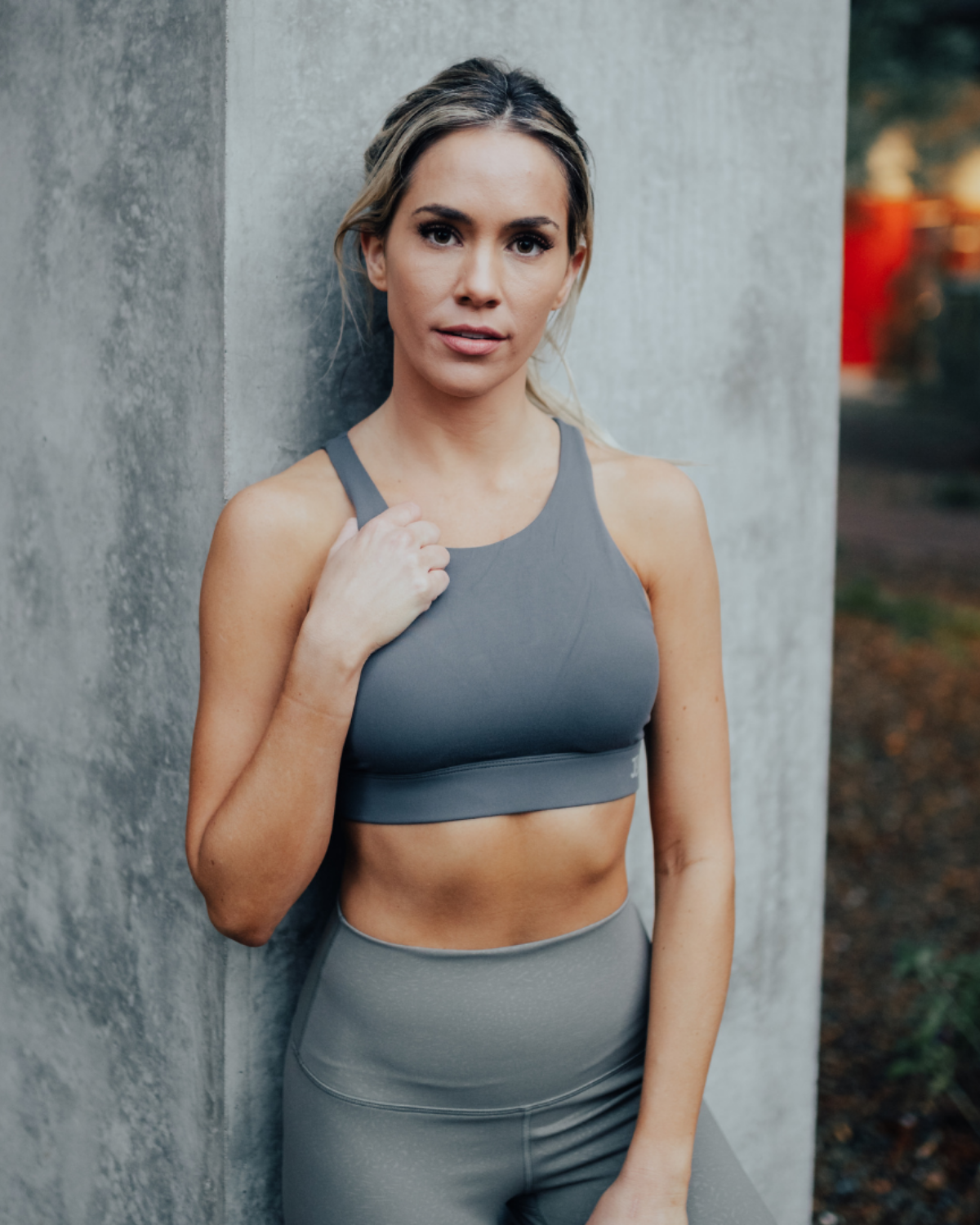 TALA light support double strap bandeau sports bra in stone