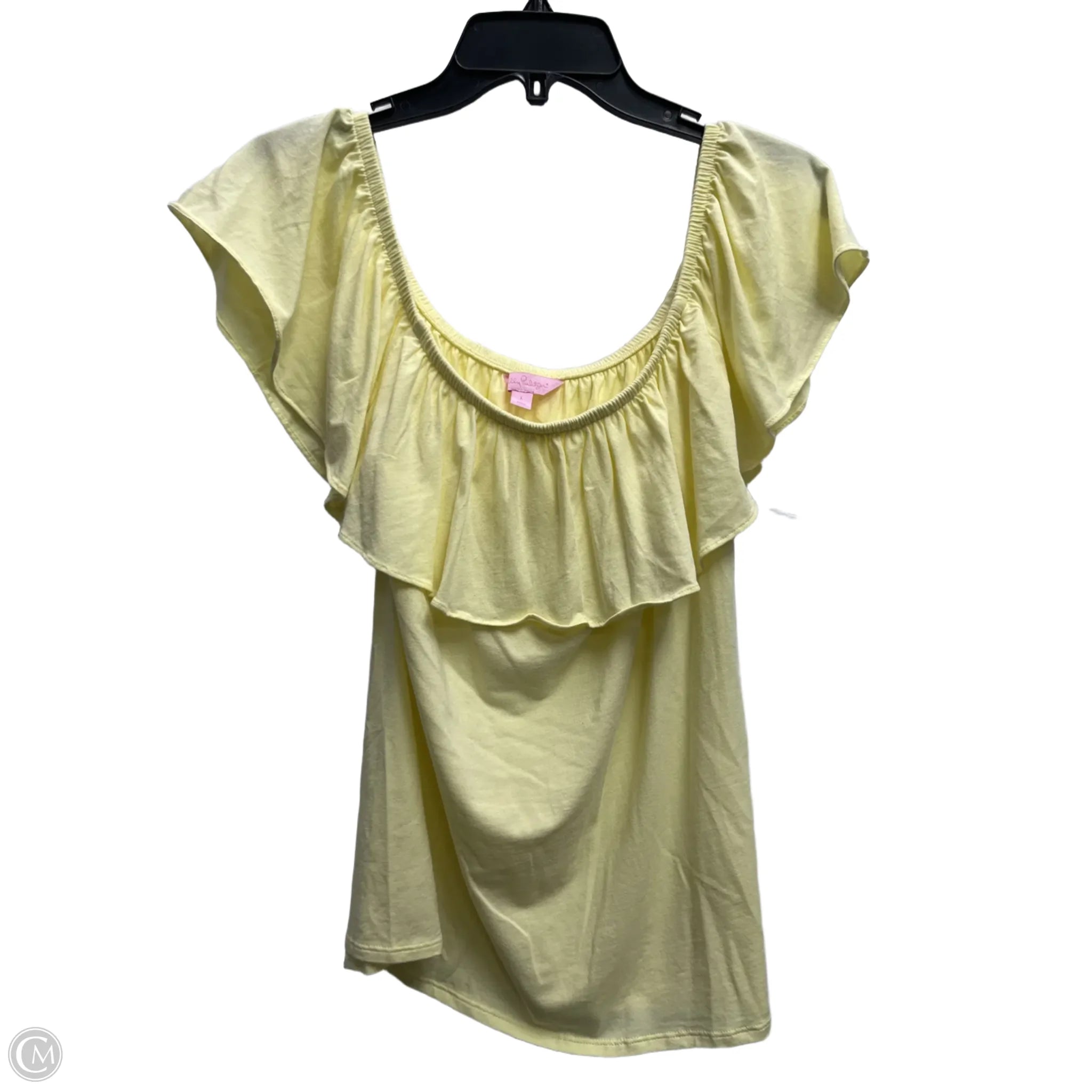 Top Short Sleeve Designer By Lilly Pulitzer In Yellow, Size: L