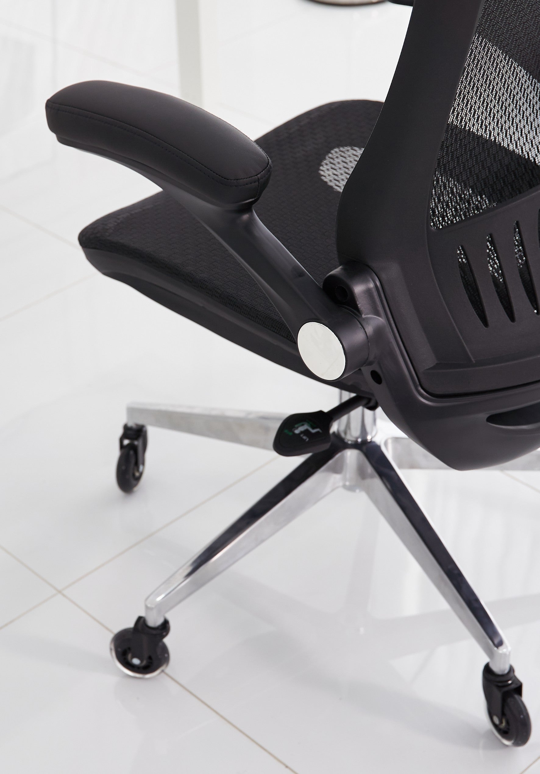 A closeup of the ErgoFLIP adjustable chair.
