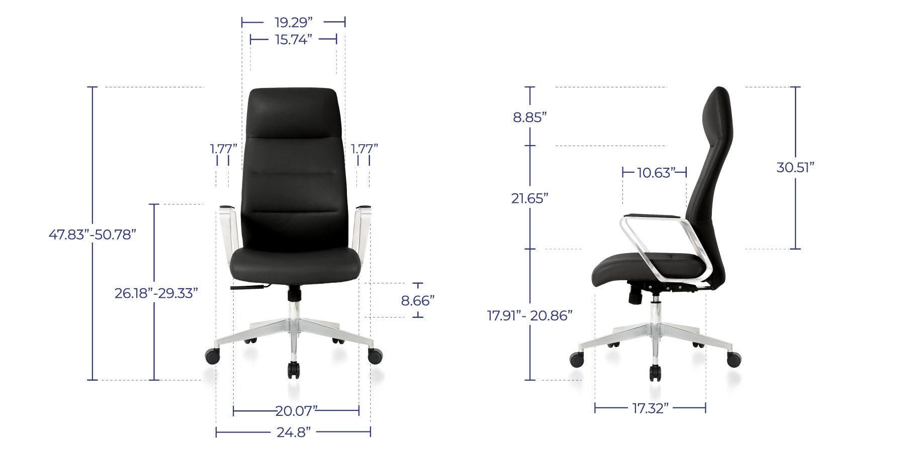 Dimensions of the Schedule - Office Chair