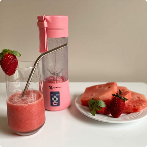 Pink Portable Blender Watermelon Smoothie - Multiple Colour Supa Blender Portable Blender Smoothie Maker Healthy Choice Protein Shaker Supplement Mixer Australia Au Portable Blender Gym USB Rechargeable Six Blades Baby Food Puree