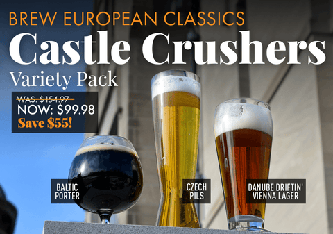Brew European lagers. $55 off Castle Crushers 3-Pack Extract Beer Recipe Kits