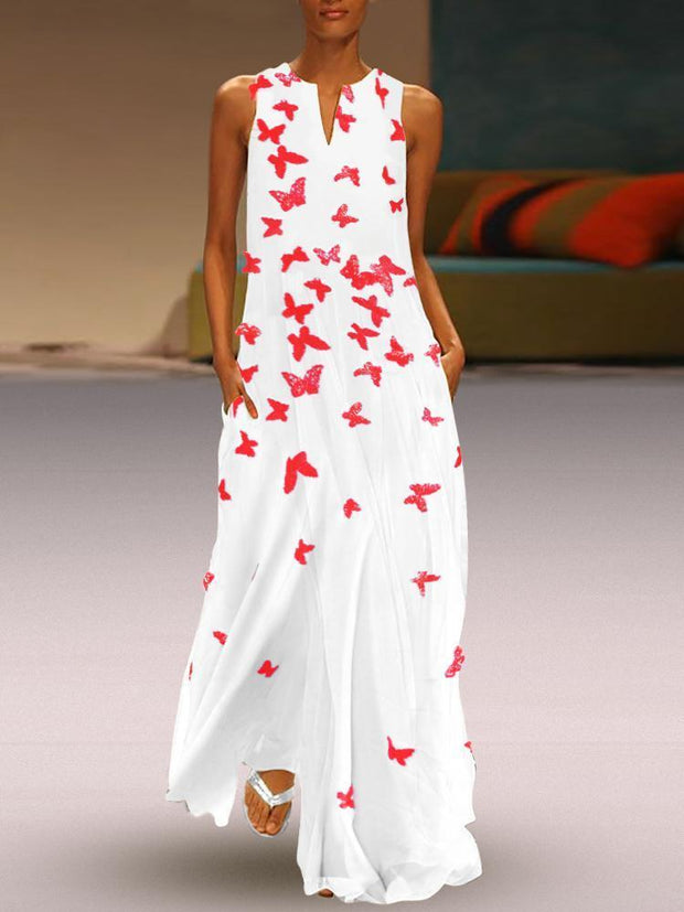 Chinese Butterfly Printed Maxi Dress – cosmoira
