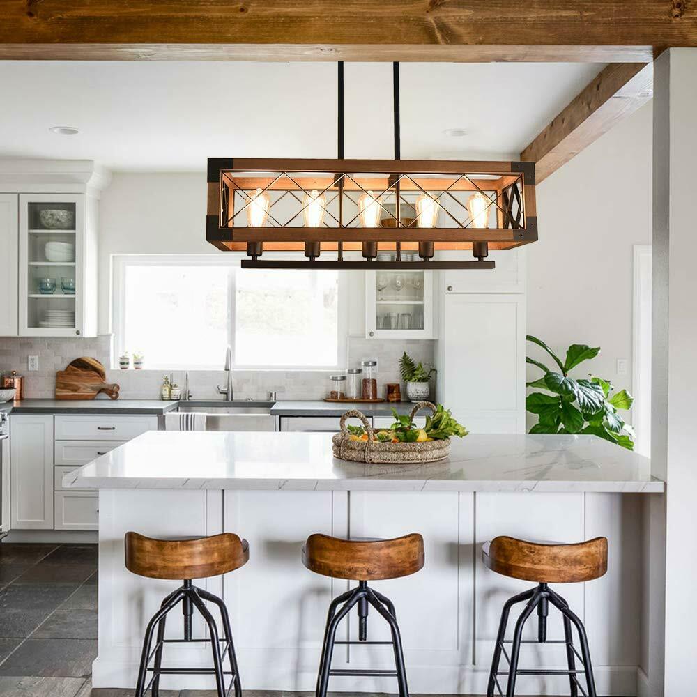 kitchen rectangular wooden chandelier light