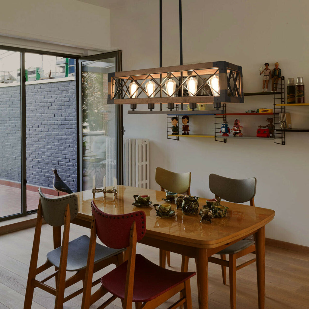 modern rustic wooden rectangle kitchen light