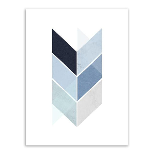 Abstract Blue Geometric Shape Art Vintage Print Poster Minimalist Hips