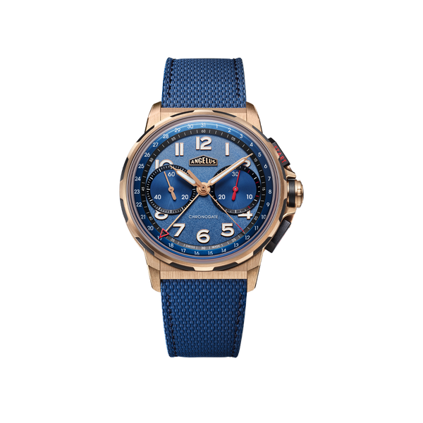 New Release: Angelus Chronodate Titanium Storm Blue Watch | aBlogtoWatch