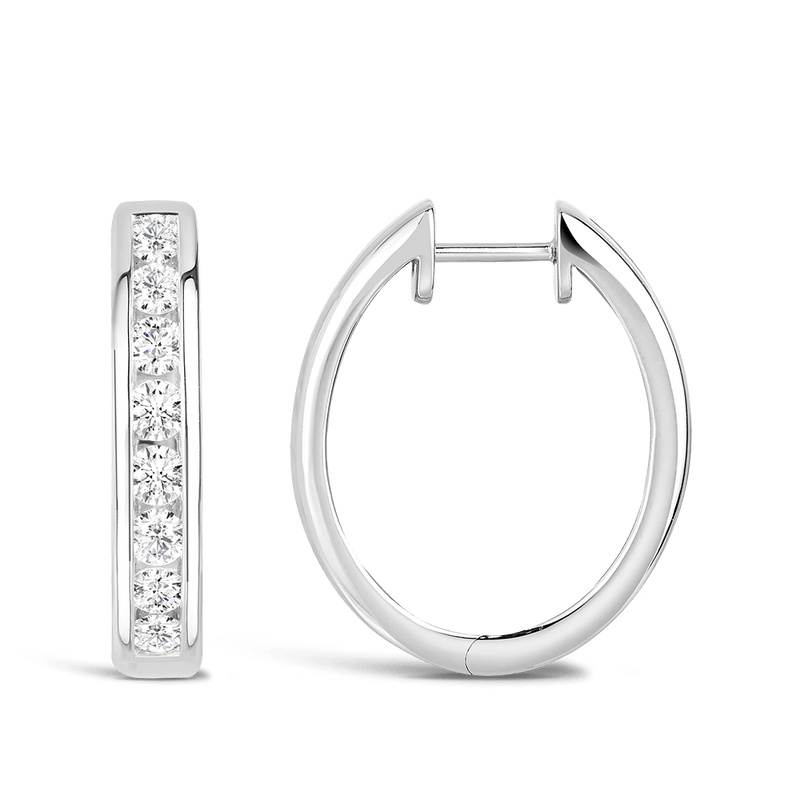 oval diamond hoops