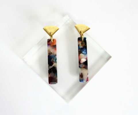 blossom drop earrings from Leo and Lynn Jewelry handmade jewelry statement earrings rainbow gold spring style casual style limited edition