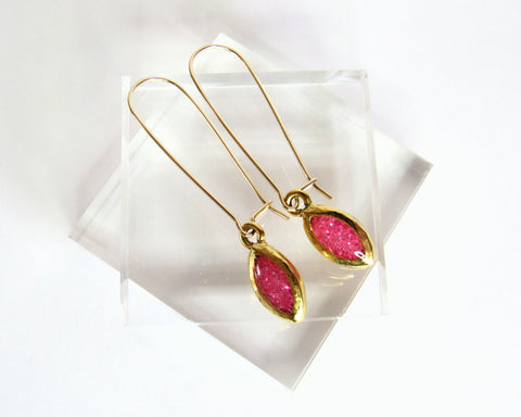 lynette drop earrings spring style hot pink gold filled kidney hooks casual style spring style limited edition