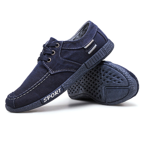 men old beijing style canvas breathable lace up casual driving shoes