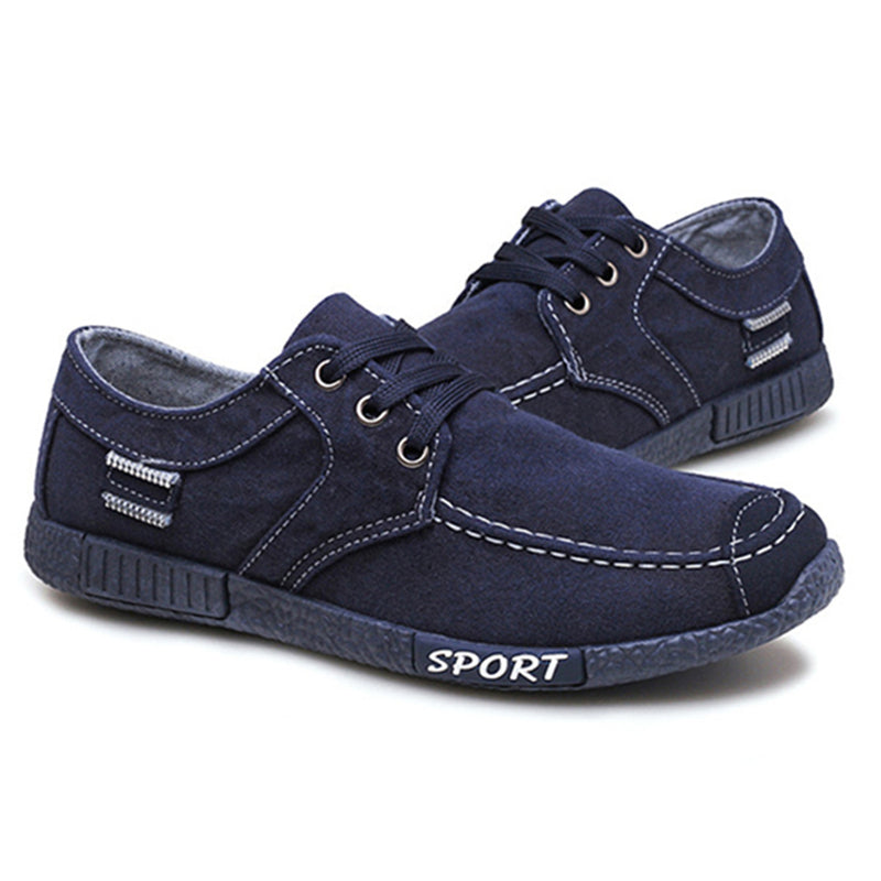 men old beijing style canvas breathable lace up casual driving shoes