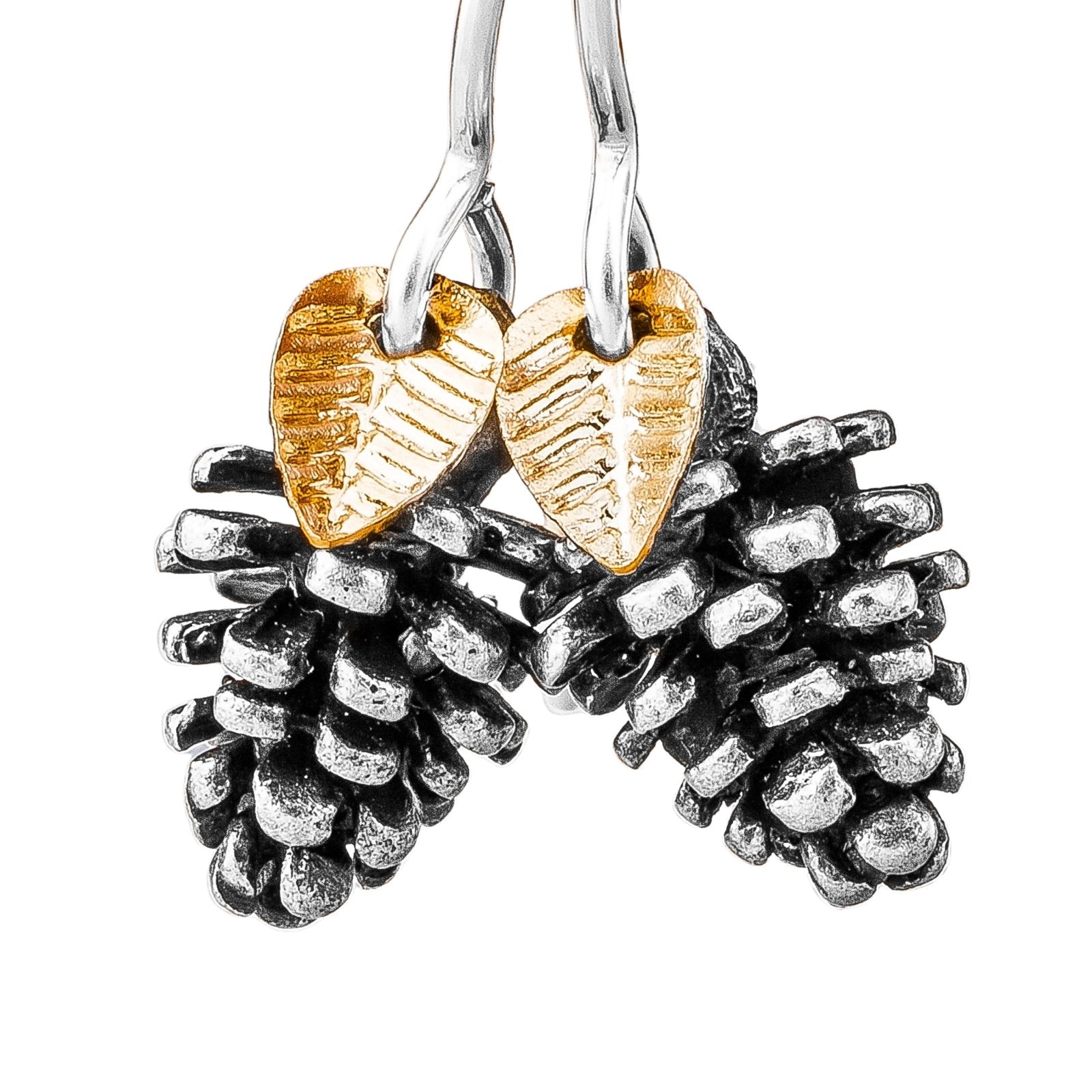 Pinecone Earrings With Leaves - Melanie Golden Jewelry product image