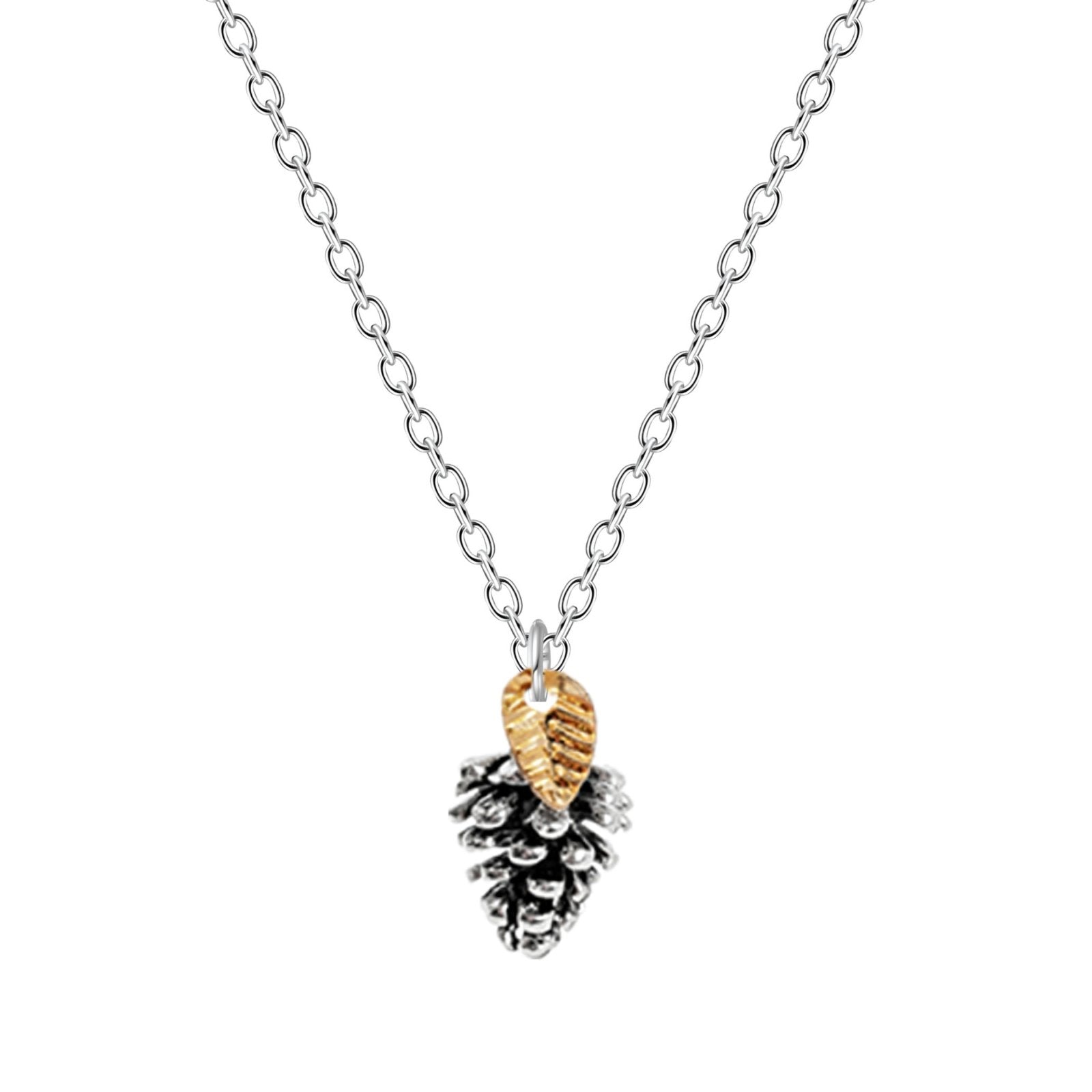 Pinecone Necklace With Leaf - Melanie Golden Jewelry product image