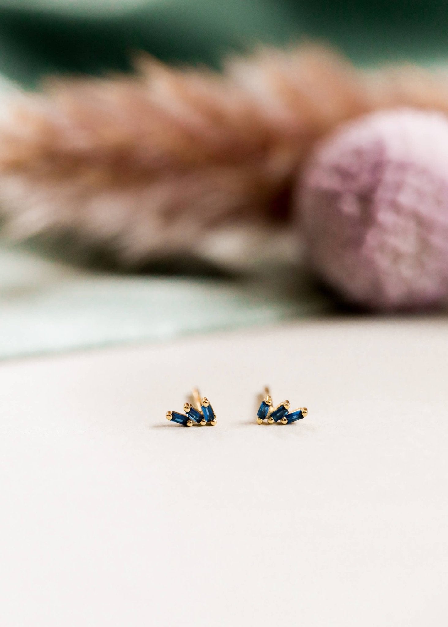 Earrings - Sapphire Offset Trio Stack