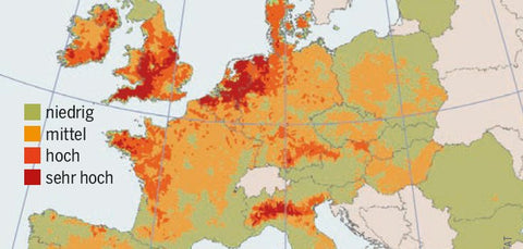 Stickstoffbelastung der Böden in Mitteleuropa