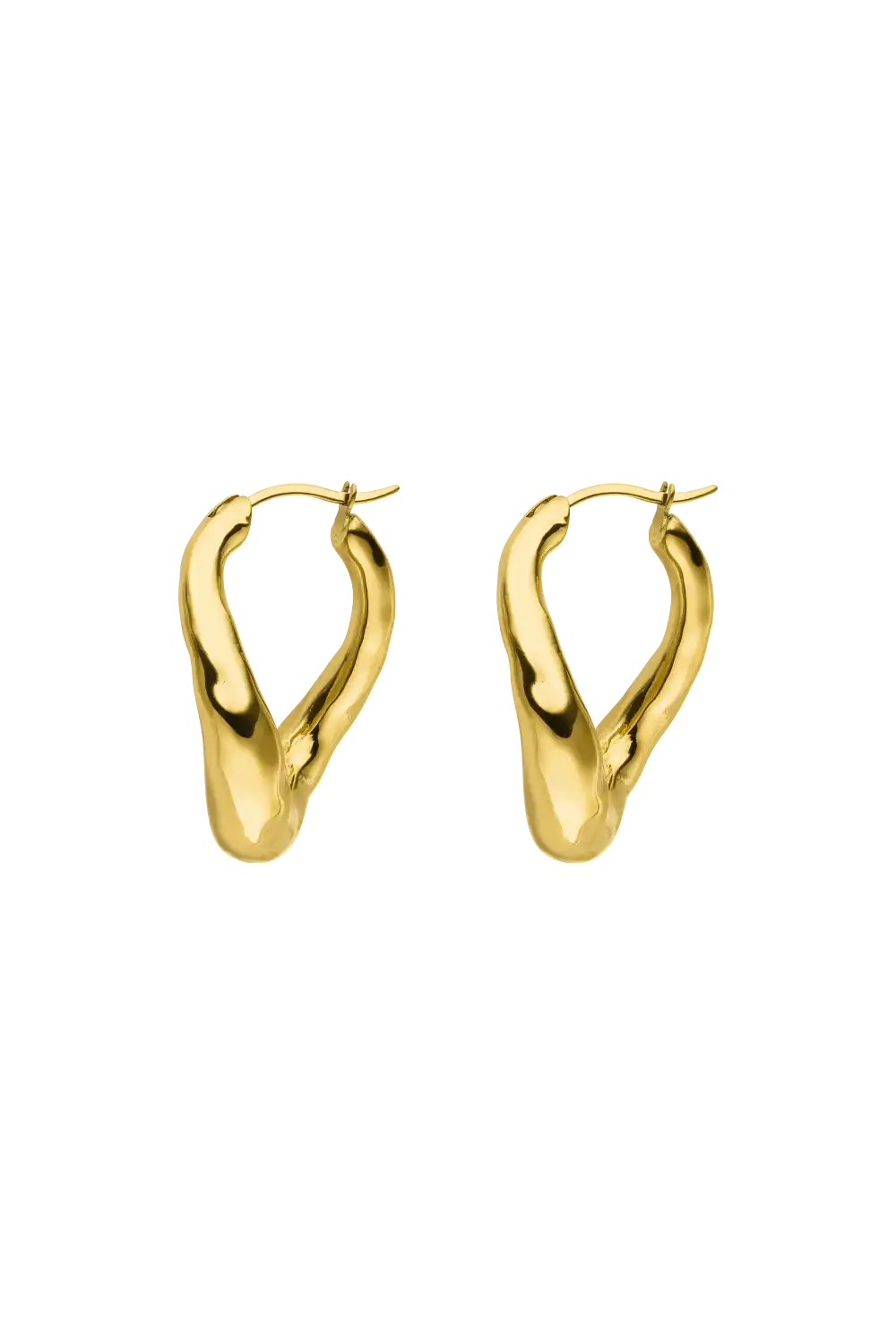 PAUL VALENTINE Earrings | Molten Twisted Hoops 14K Gold Plated