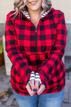 IN STOCK Buffalo Plaid and Stripes HalfZip Hoodie