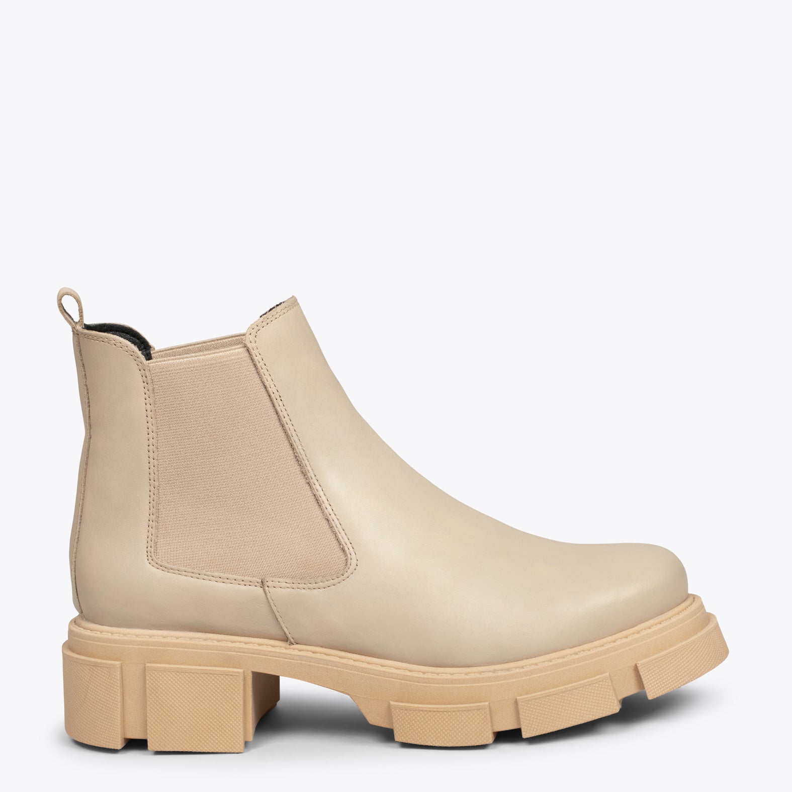 beige track sole boots