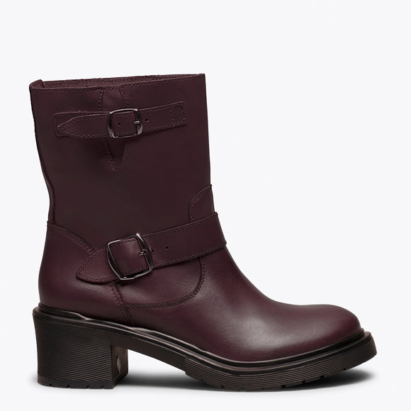 burgundy biker boots