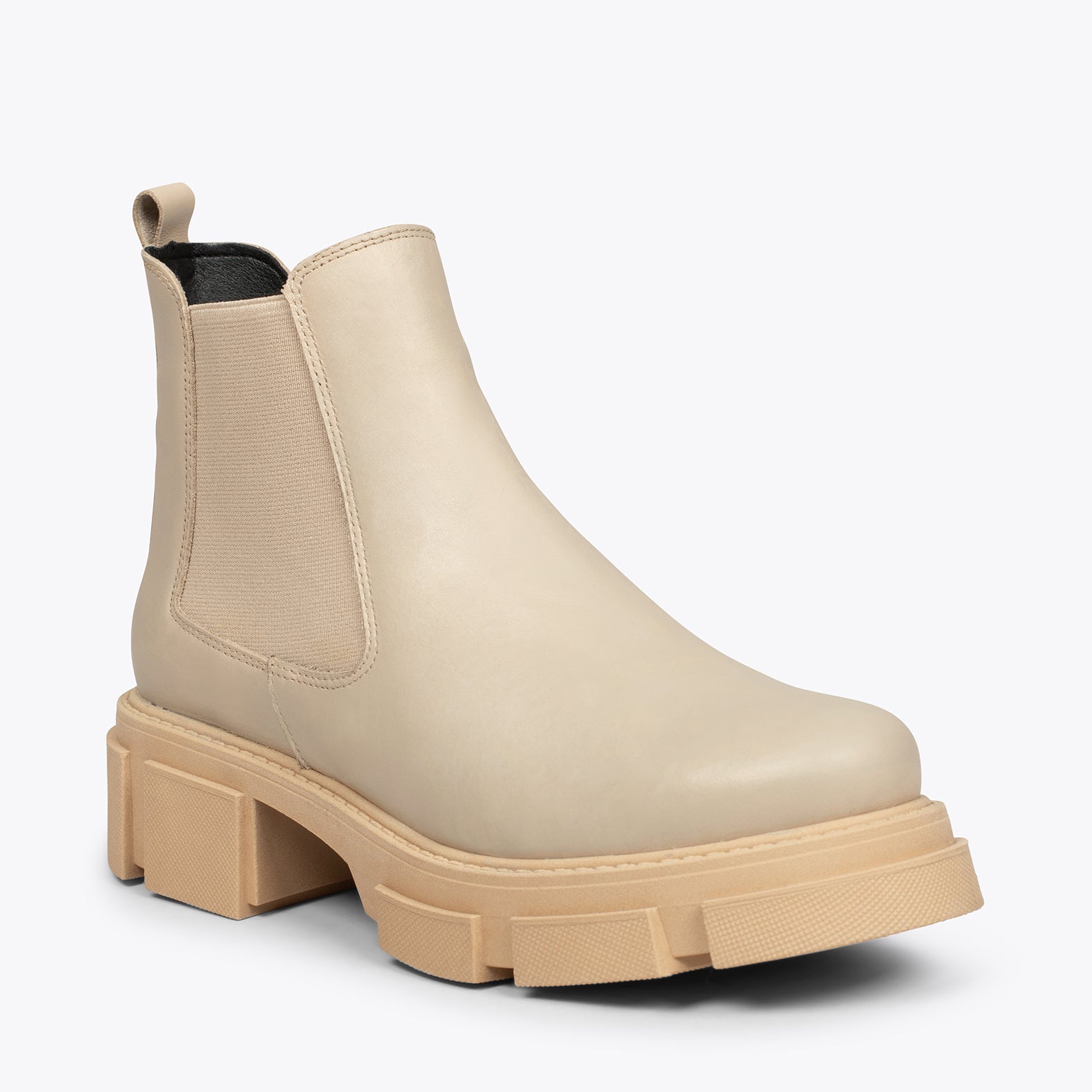 beige track sole boots