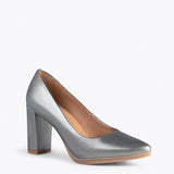 URBAN SPLASH – SILVER metallic leather high heels