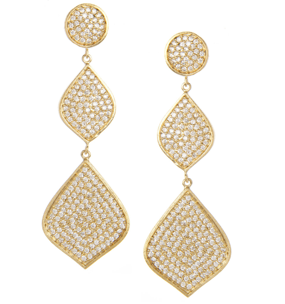 Triple Drop Simulated Diamond Dangle Earrings – Rivka Friedman Jewelry