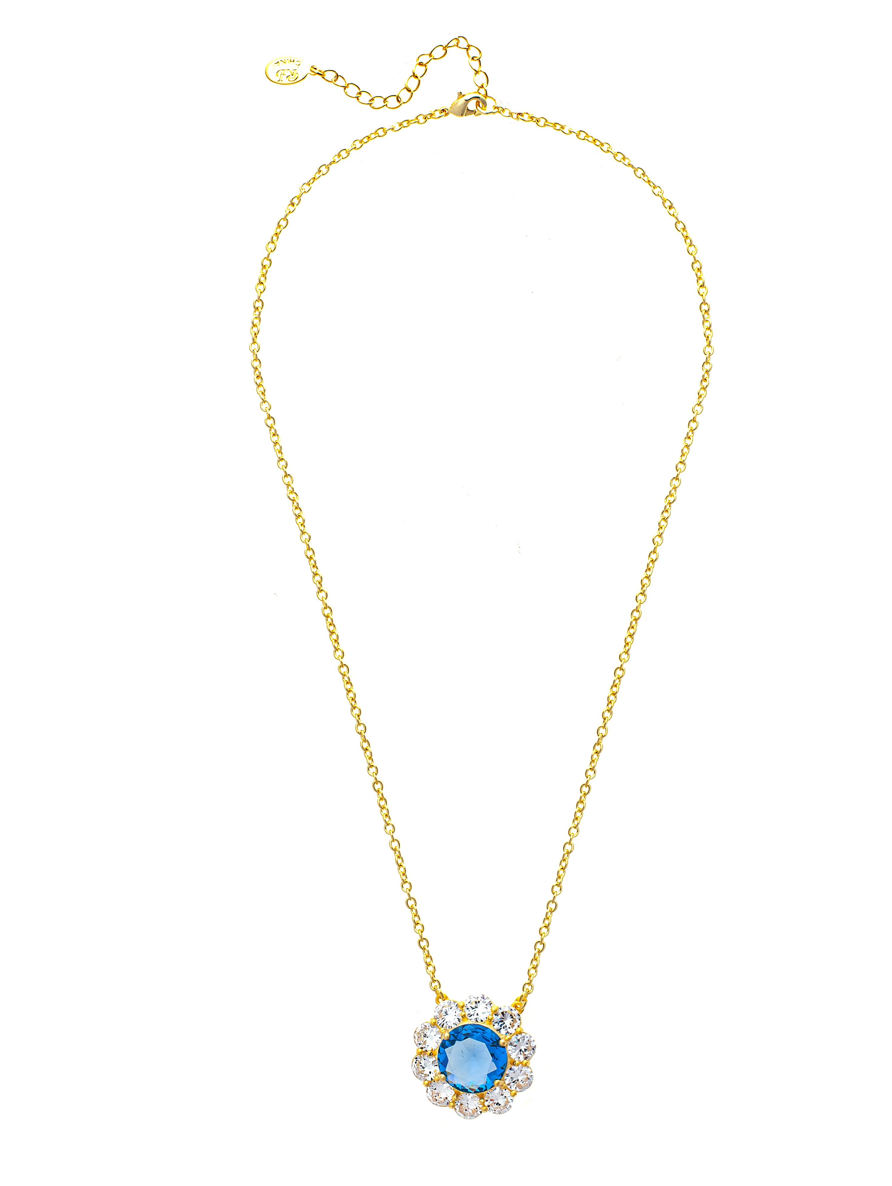 Swiss Blue Flower Pendant Necklace