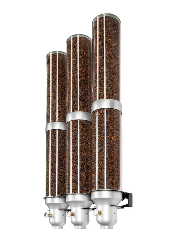 IDM Coffee Bean dispenser S30-FS, Triple, free standing, silver coffee  bean storage, 4.5 liter capacity