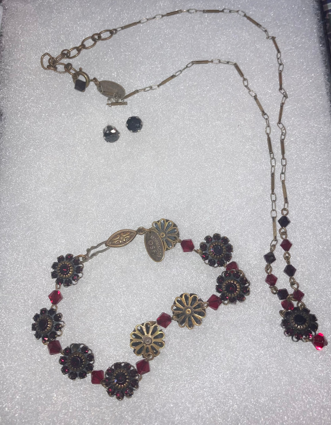 Liz Paiacios 3 Piece Jewelry Set Necklace Bracelet Earrings Stamped Brand