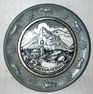 Oberammergau Germany Bavarian Alps Round Metal Souvenir Wall Decor