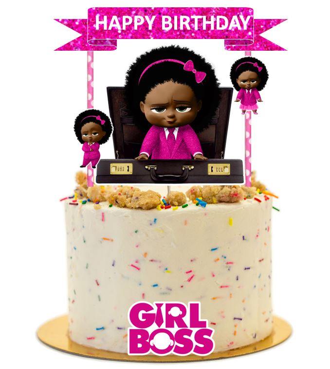 African American Boss Baby Girl Pink Cake Topper Handmade From Cardst Party Mania Usa - boss baby roblox id