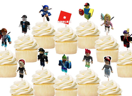 Roblox Party Mania Usa - 24 roblox wrapper cupcake toppers birthday party supplies cake decorations set for children by phoenix party