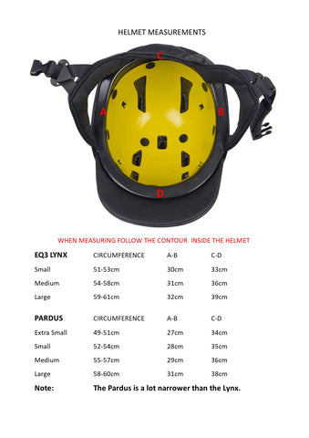 EQ3 Lynx and Pardus Helmet Measurements
