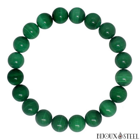 Bracelet élastique en perles de malachite 10mm en pierre naturelle hommes et femmes