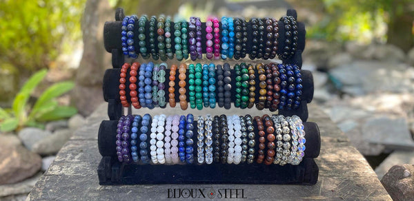 Collections de bracelets de pierres naturelles en perles chez Bijoux Steel