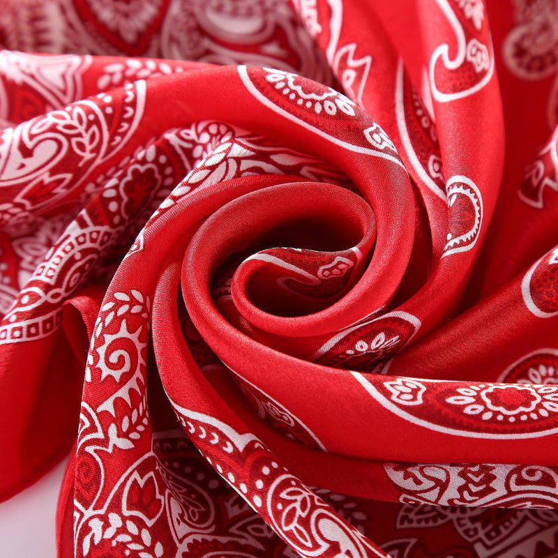 Yangtze Store Silk Neckerchief Small Square Silk Scarf Red Theme Paisley Print XFJ233