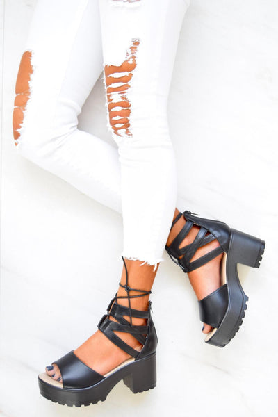 black cleated sole chunky sandals