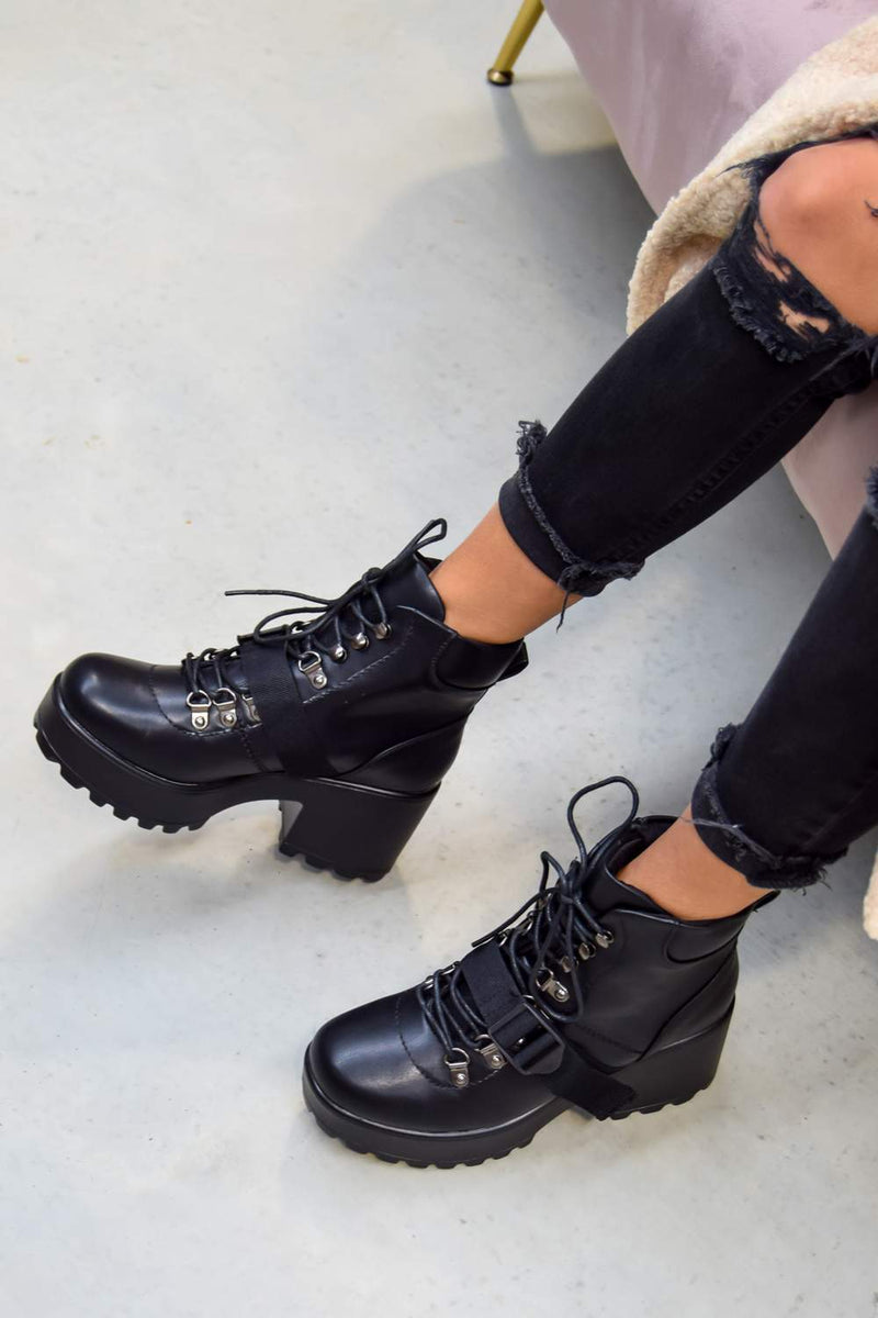 chunky platform biker boots