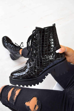 Chunky Platform Lace Up Ankle Boots 